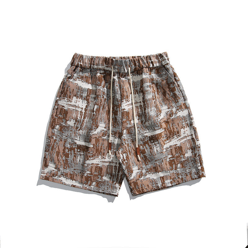 Loose American Retro Floral Shorts Men