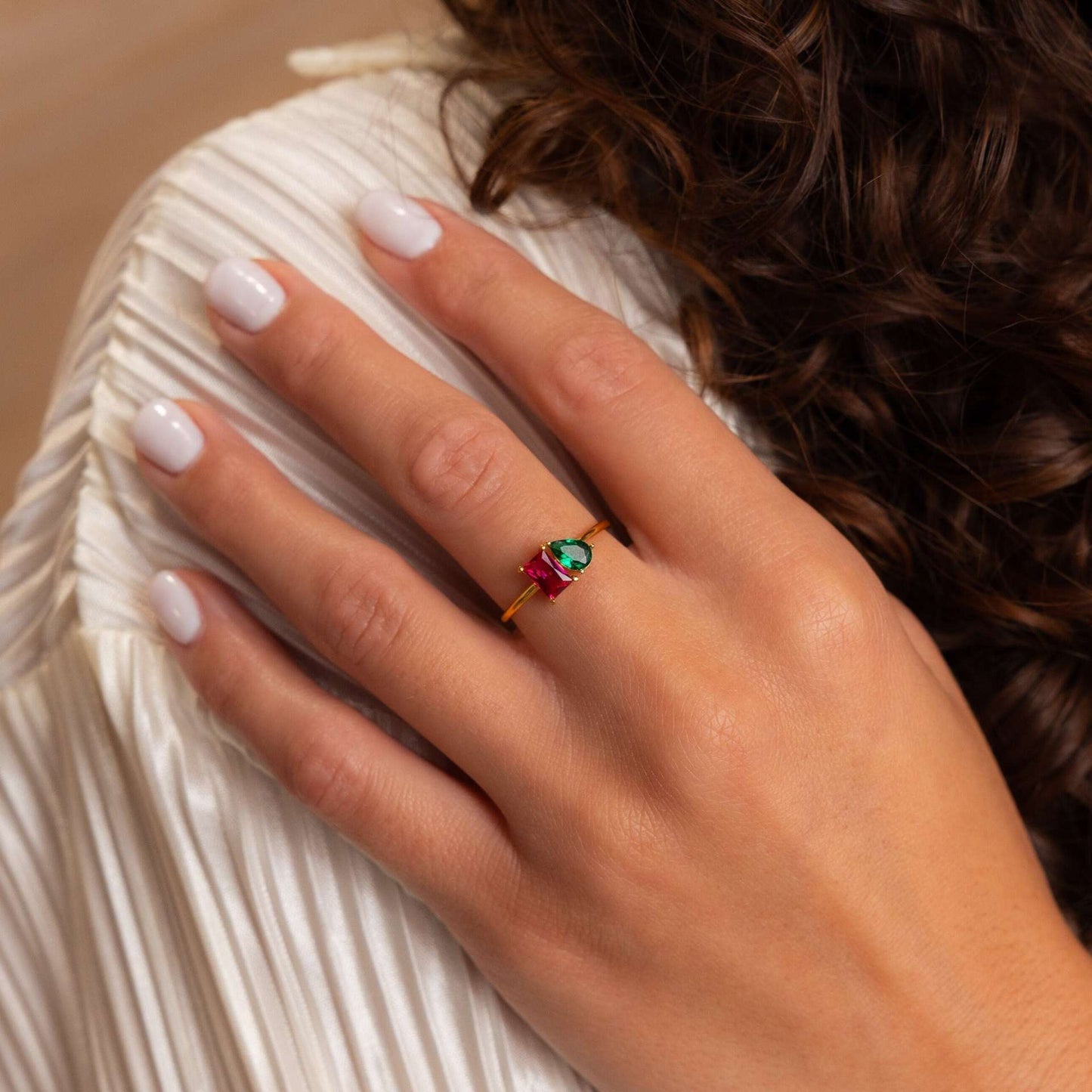 Titanium Steel Multi-color Color Zircon December Birthday Stone Ring