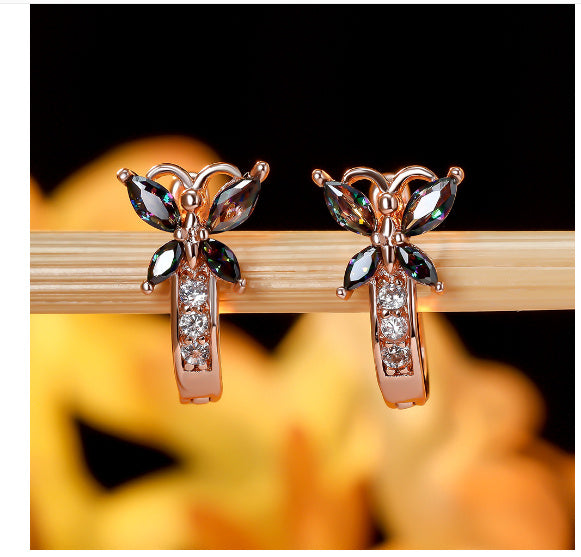 Crystal Bow Zircon White Gold Plated Simple Personalized All-match