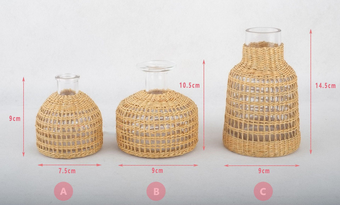 Straw Dried Flower Fragrance Japanese Woven Glass Vase