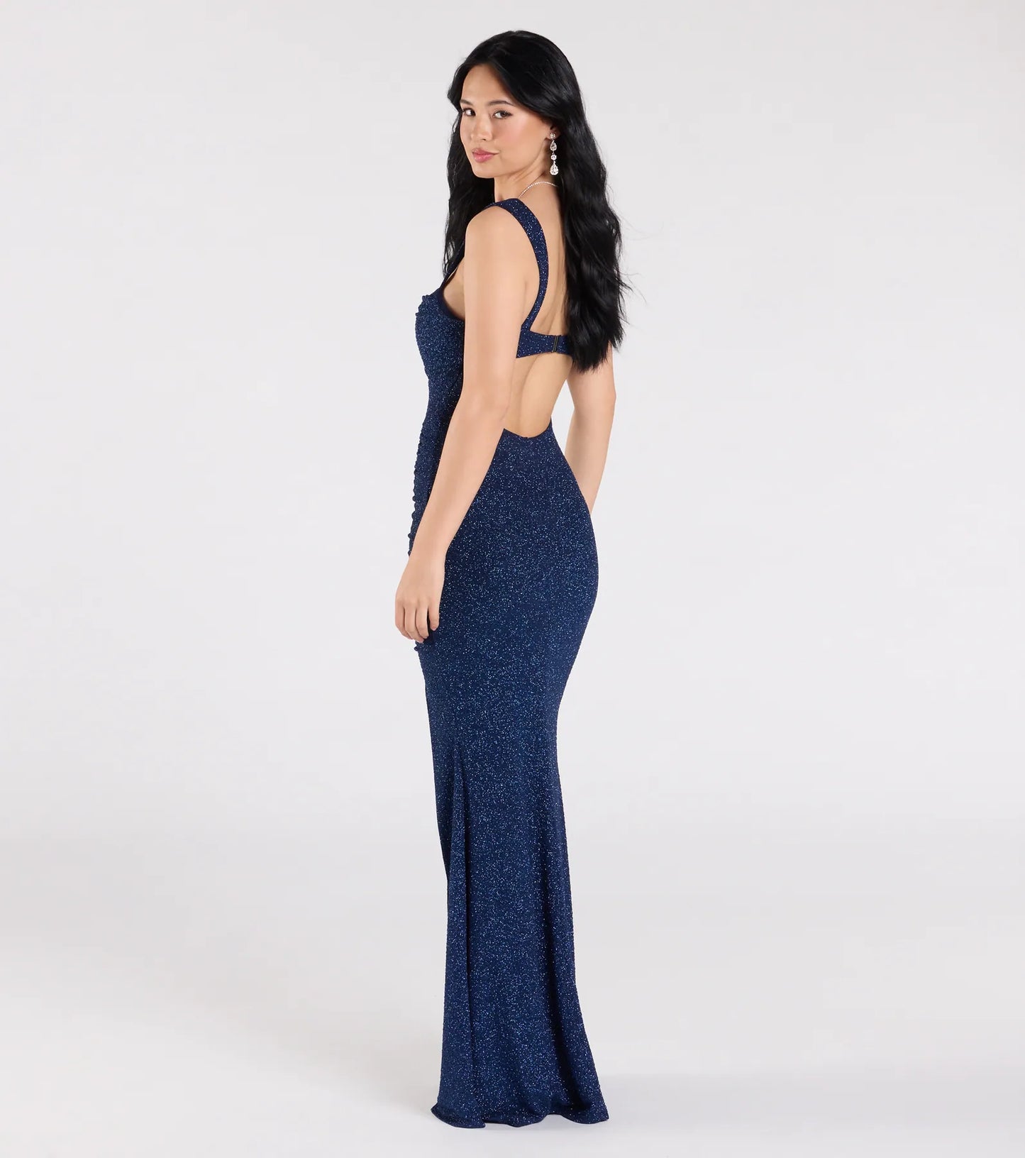 Drew Open Back Glitter Mermaid Dress