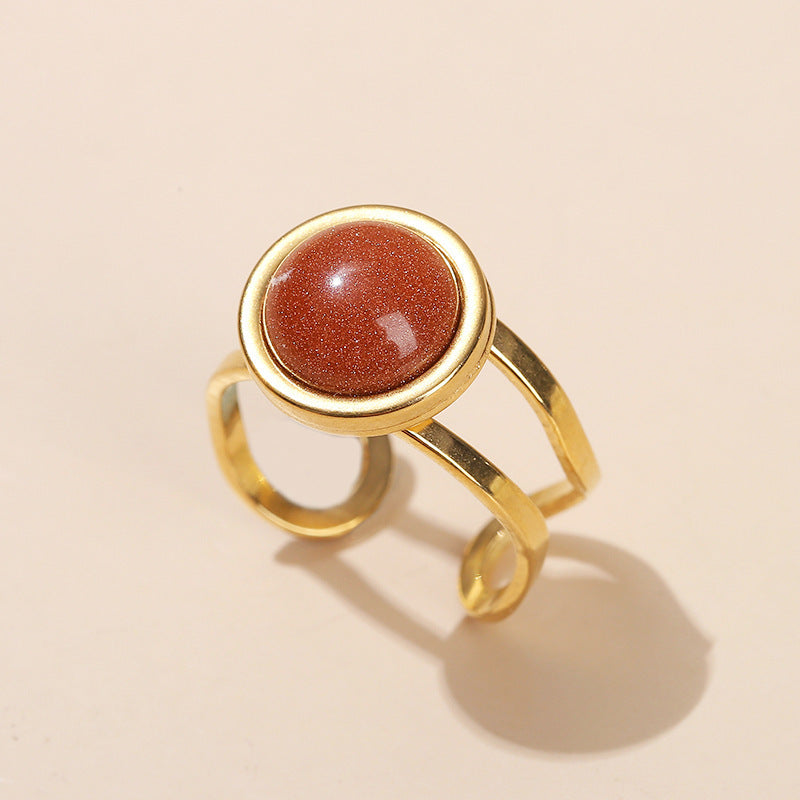 Fashion Unique Crystal Agate Round Ring