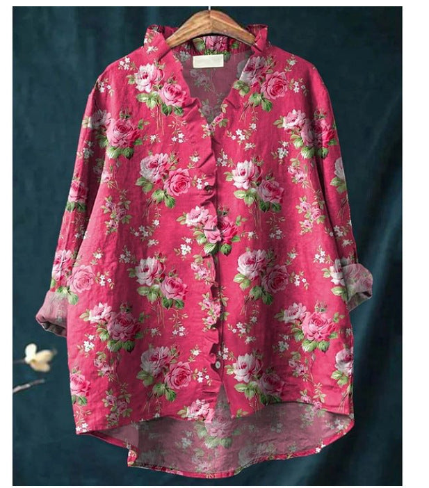 Loose Print Crew Neck Casual Plus Size Women's T-shirt