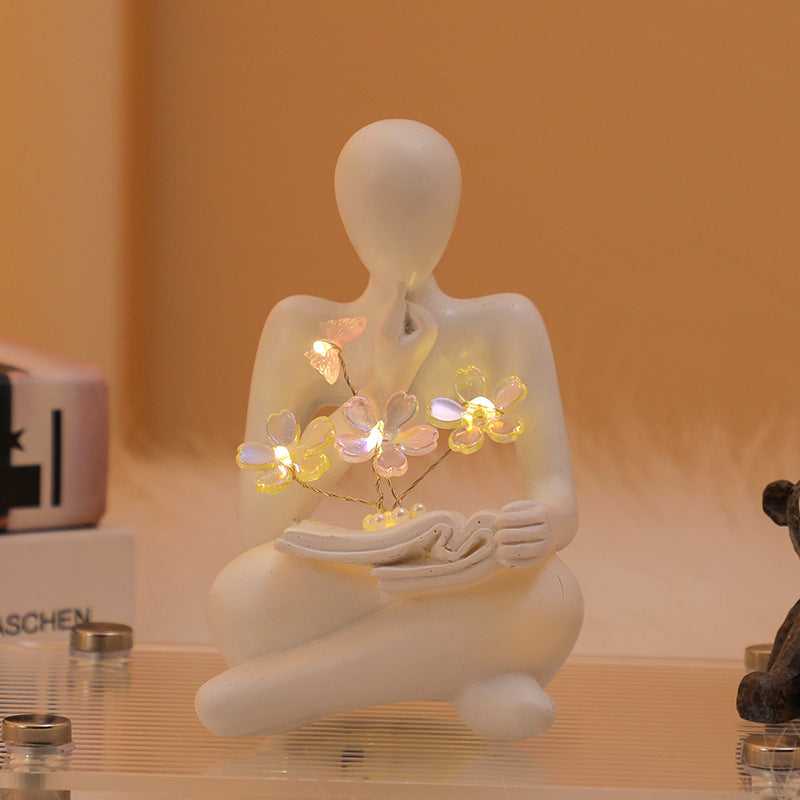 Silence Is The Golden Thinker Small Night Lamp Bouquet Handmade Ornaments Home Decor