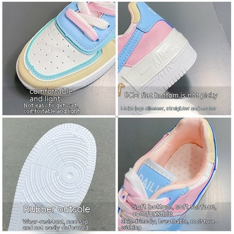 Soft Girl Flat Color-blocking Sneaker Street Shooting Casual Easy Wear Borad Shoe