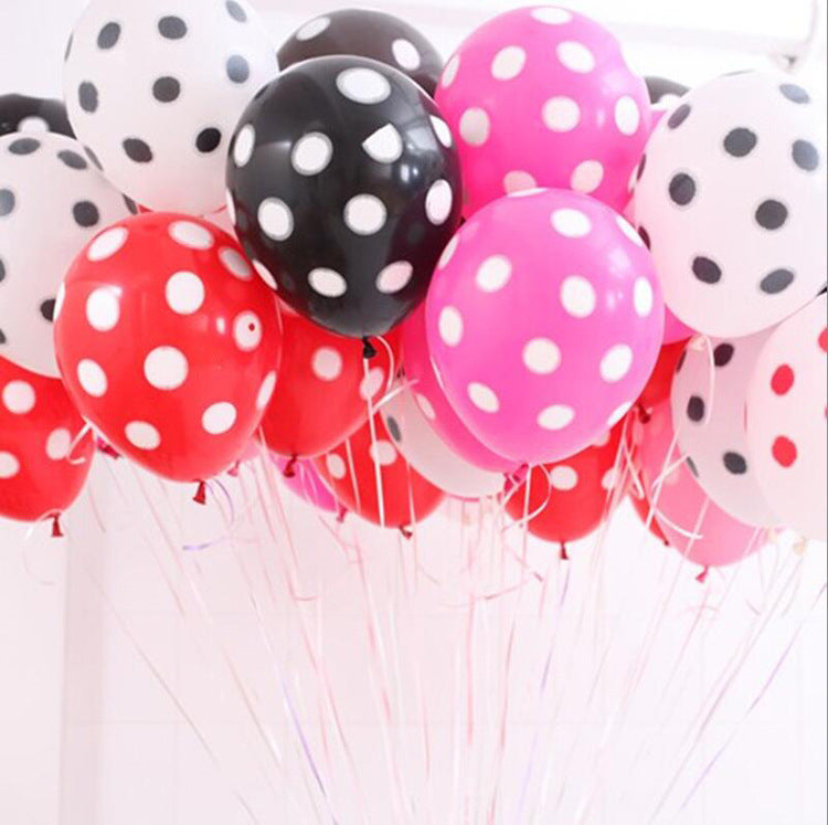 12pcs Ladybug Black Red White Spot Latex Balloons Wave Point Globos  Minnie Birthday Wedding Polka Dot Ballons Party Decor