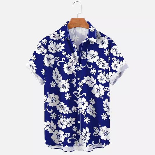 Summer Flower Pattern Seaside Men's Clothing Print Shirt