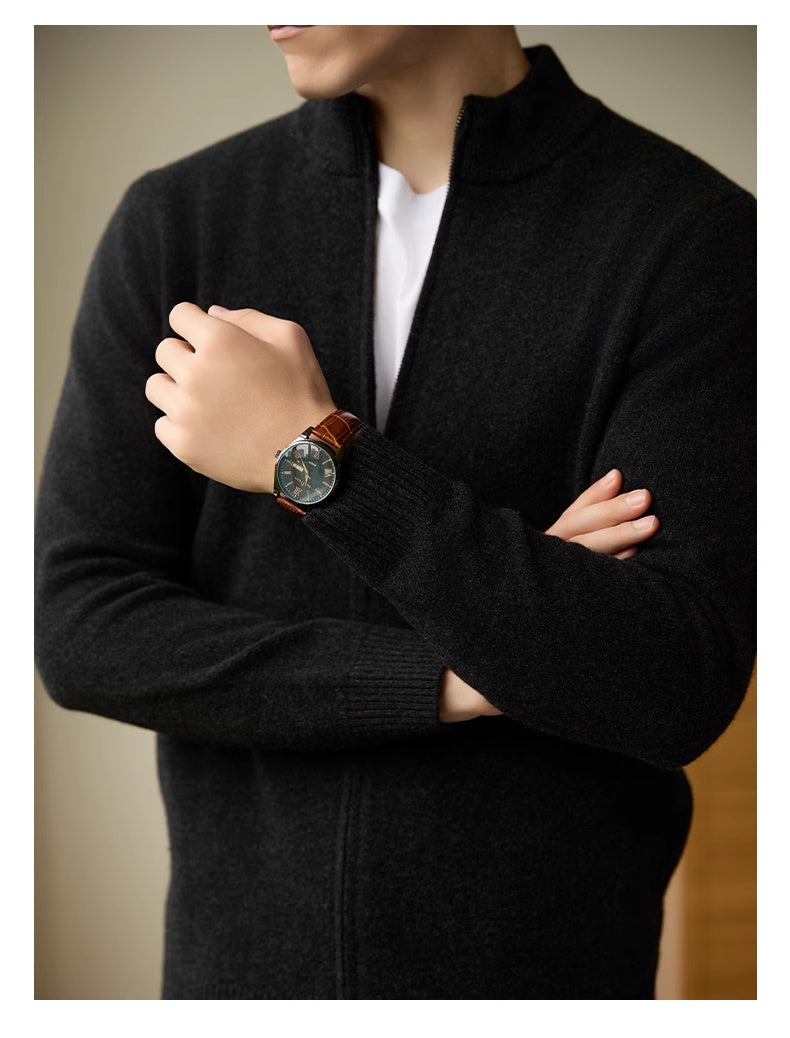 Men's Zipper Stand-up Collar Cardigan Coat