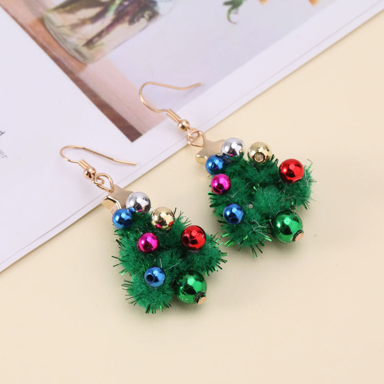 Christmas Earrings Geometric Christmas Bowknot Crystal Earrings