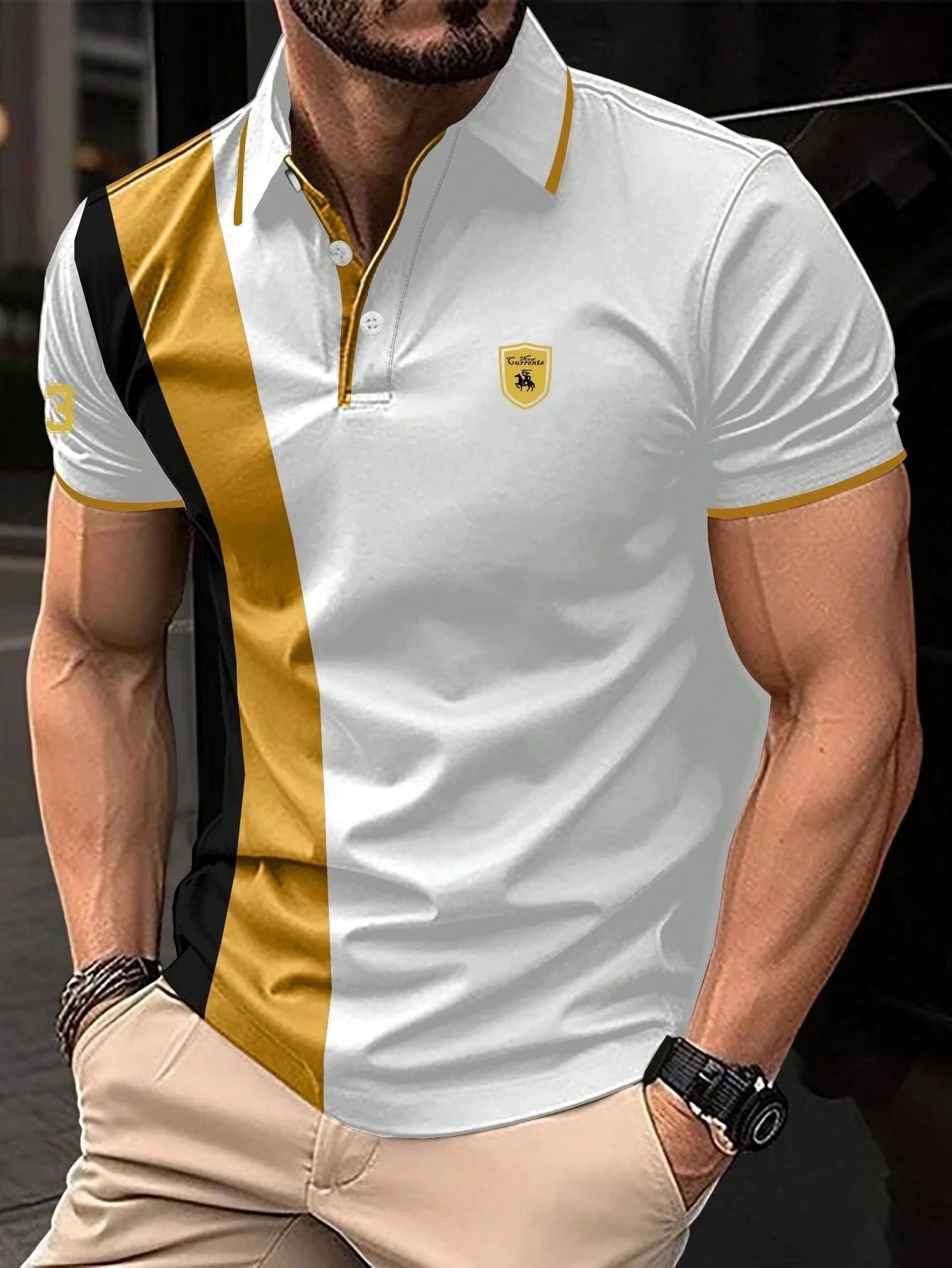 Men's 3D Printing Digital Printed Polo Shirt Short Sleeve