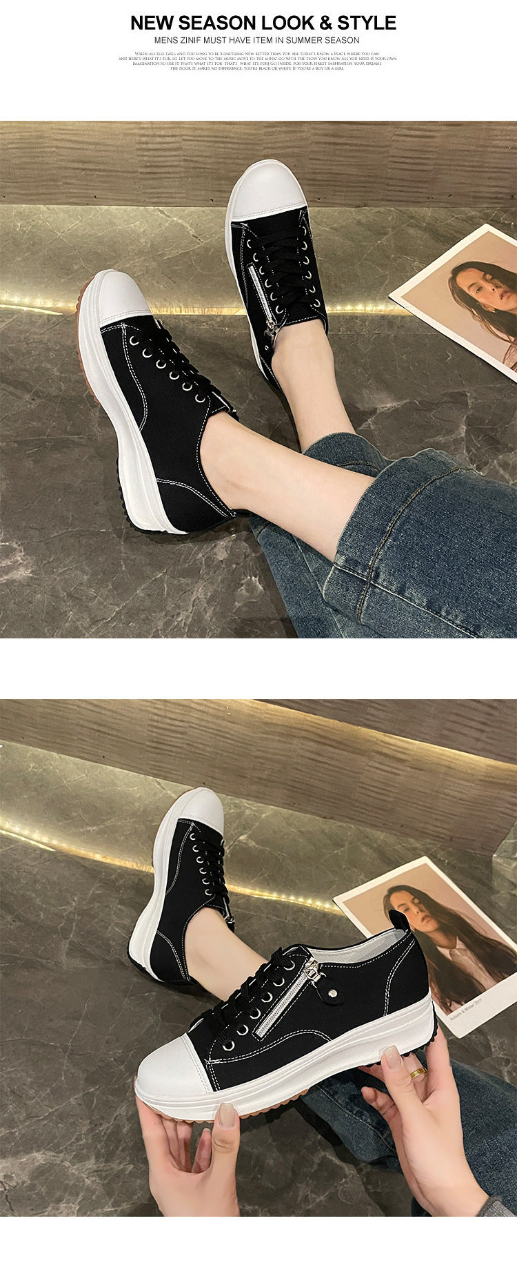 Plus Size Solid Color Low Cut Fashion Round Head Lace-up Platform Women's Casual Pumps