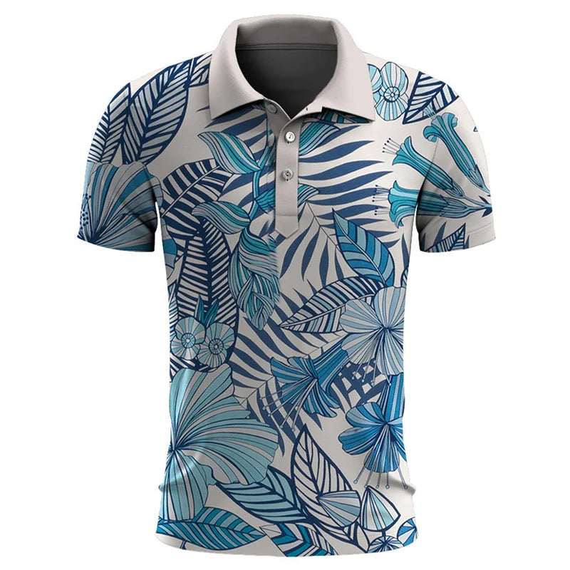 Hawaiian Plant Summer Printed Men's Short Sleeve
