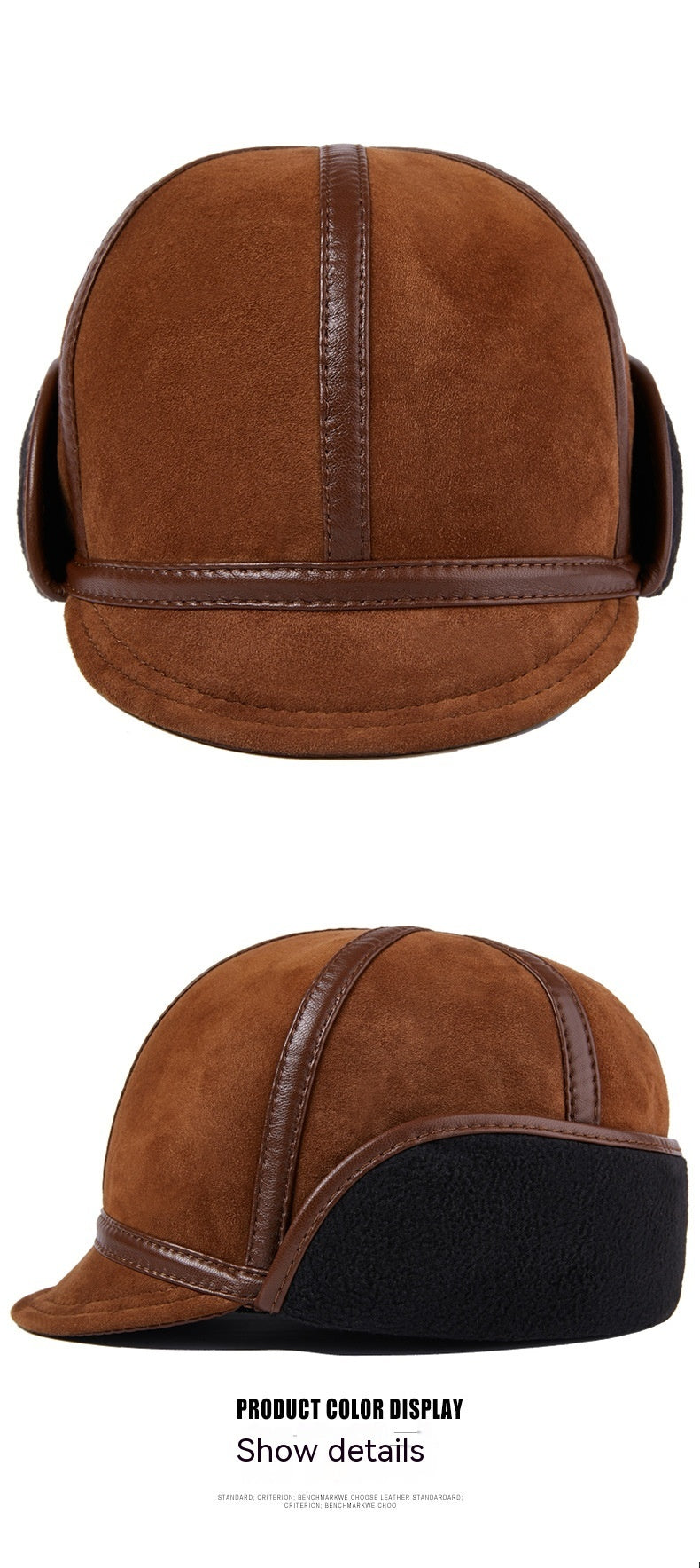 Casual Leather Men's Winter Sheepskin Velvet Thermal Outdoor Hat
