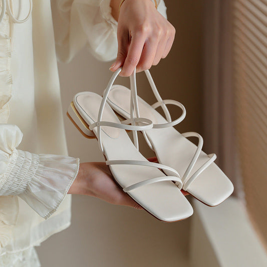 Flat Strap Open-toed Roman Sandals Women