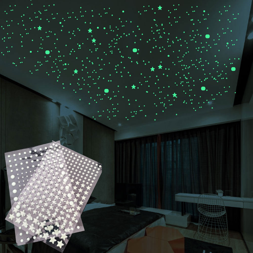 3D Bubble Stars Dots Luminous Wall Sticker