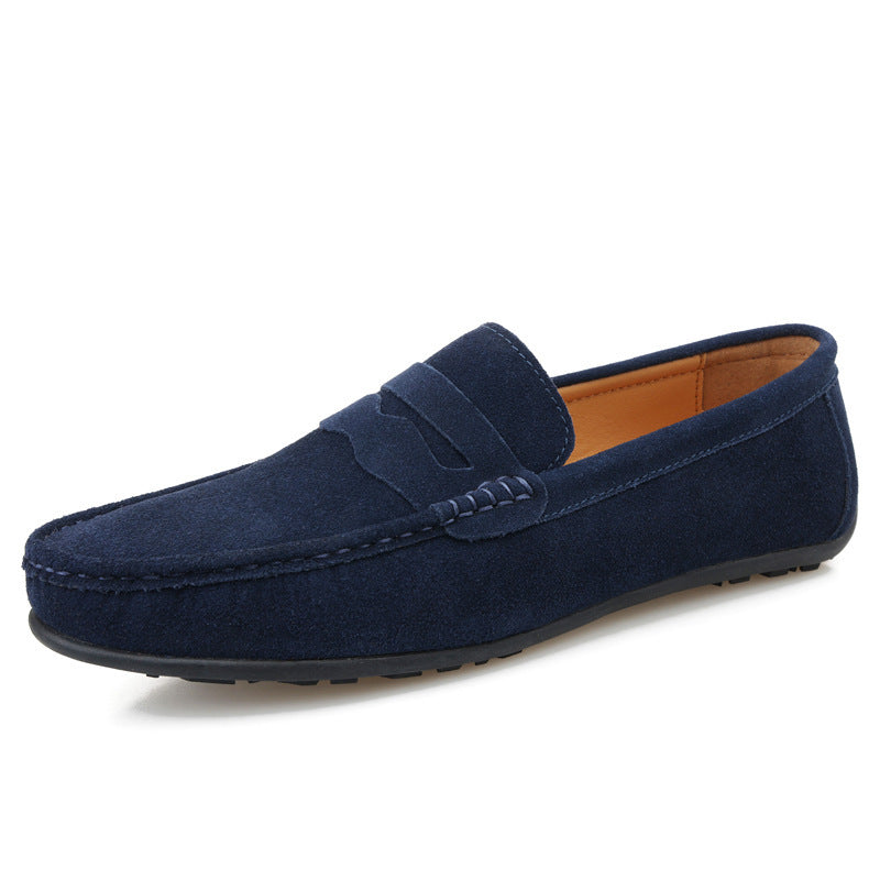 Men's Solid Color Suede British Flat Casual Shoes