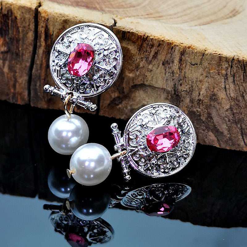 Elegant Lady Rose Red Crystal Eardrops