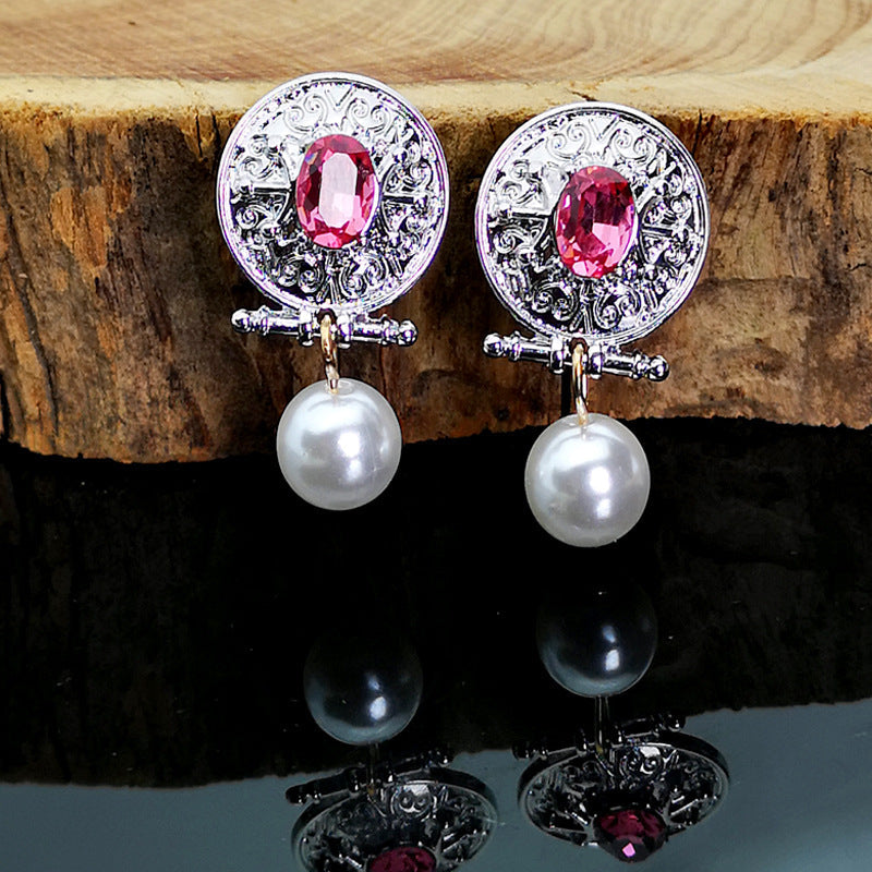 Elegant Lady Rose Red Crystal Eardrops