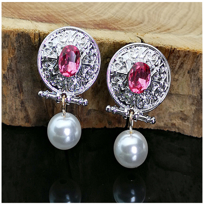 Elegant Lady Rose Red Crystal Eardrops