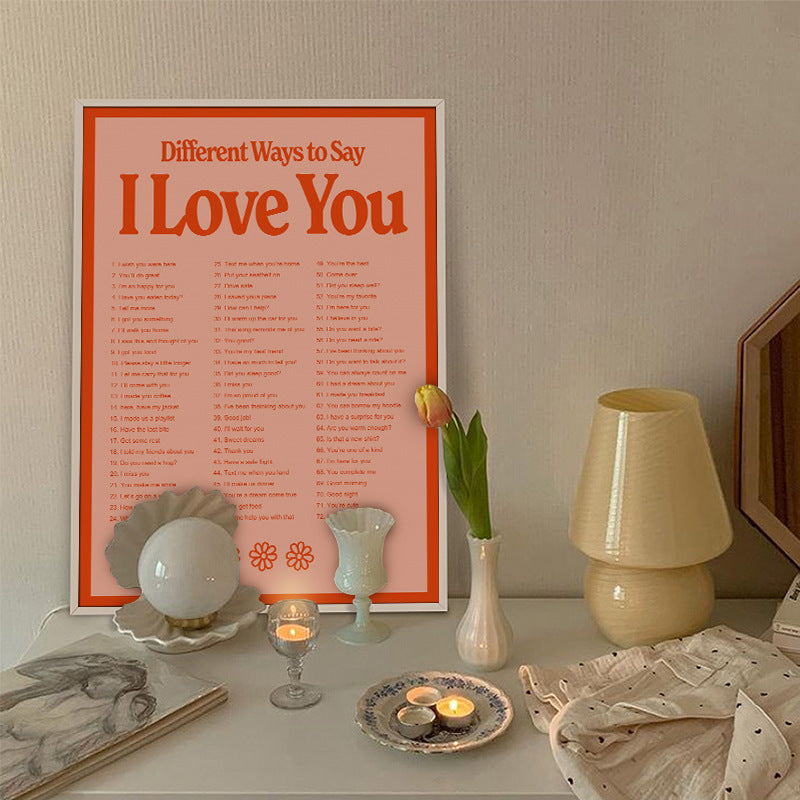Nordic A Love Letter Minority Bedroom Bedside Decoration Painting