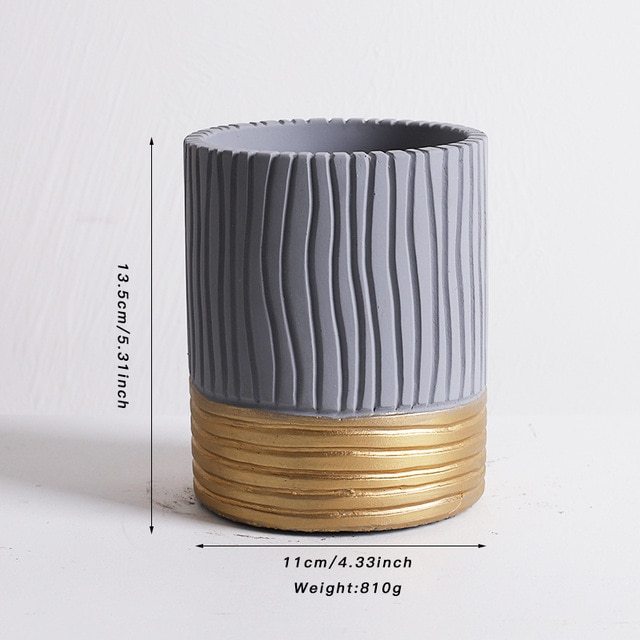 Nordic style senior grey striped succulent potted plant