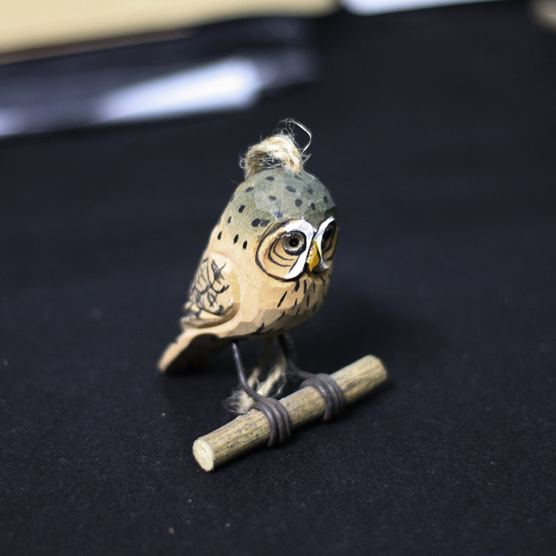Pure Handmade Wood Carving Fat Bird Chirping