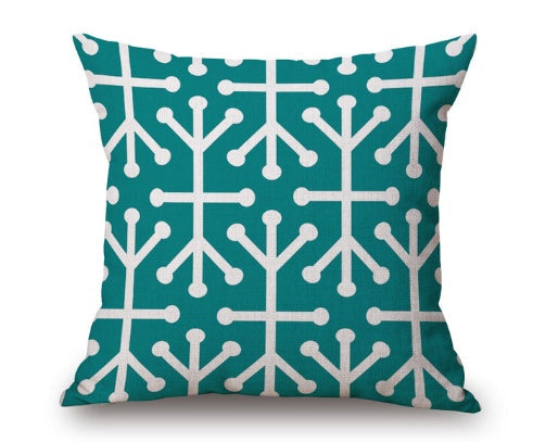 Nordic yellow green geometric print cushion cover