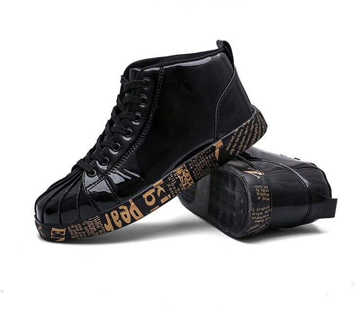 Shoe high-top patent leather fashion casual shoes