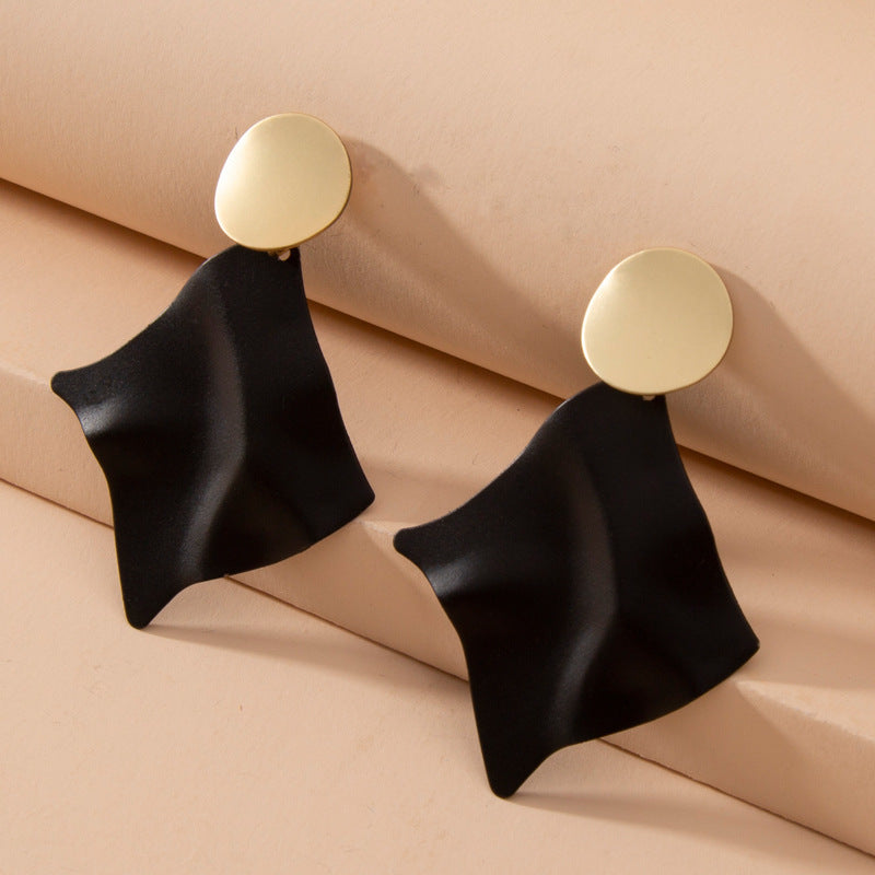 Geometric retro earrings black gold earrings