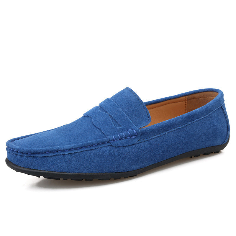 Men's Solid Color Suede British Flat Casual Shoes