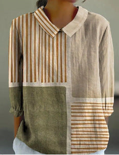 Women's Flower Digital Printed 34 Sleeves Shirt Top T-shirt Batch