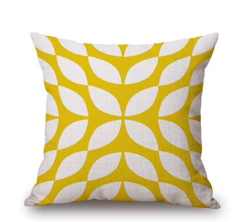 Nordic yellow green geometric print cushion cover