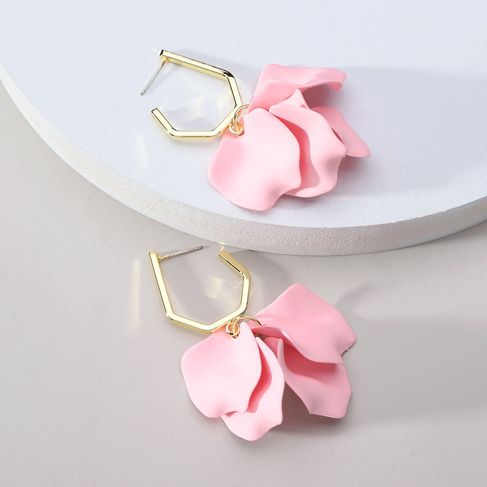 Acrylic Rose Petals Romantic Dangle Earrings
