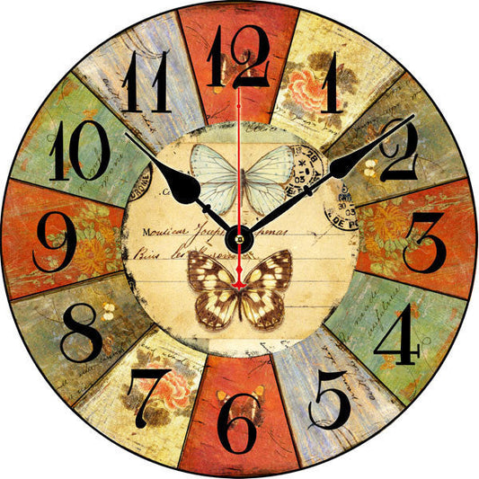 Retro Creative Wooden Wall Clock Alarm Clock