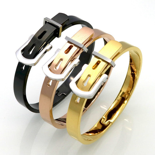 Belt buckle adjustable bracelet titanium steel