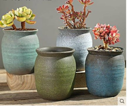 Succulent Flower Pot Ceramic Succulent Plants Stoneware Retro Unglazed Purple Clay Idea