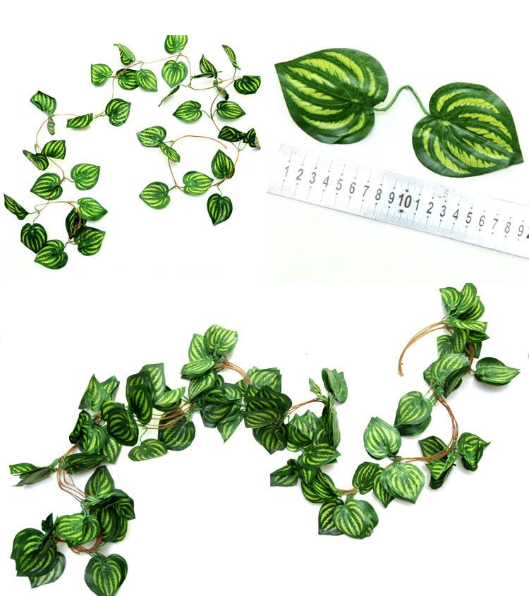 Artificial Flower Rattan Ivy Vines Green Leaves Green Plants Wall Hanging Pet Decoration Hanging Leaves