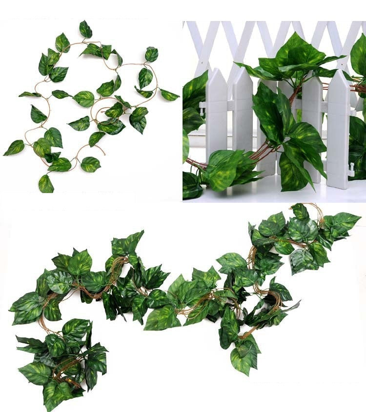 Artificial Flower Rattan Ivy Vines Green Leaves Green Plants Wall Hanging Pet Decoration Hanging Leaves