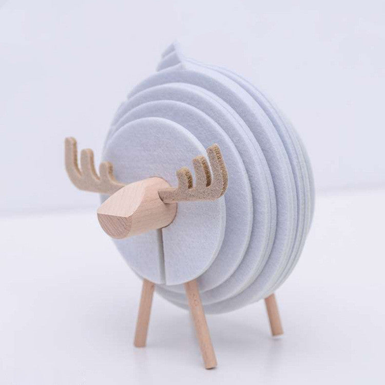 Sheep Elk Anti-Skid Absorbent Insulation Tea Ceremony Felt Coaster Japanese Style Creative Home Office
