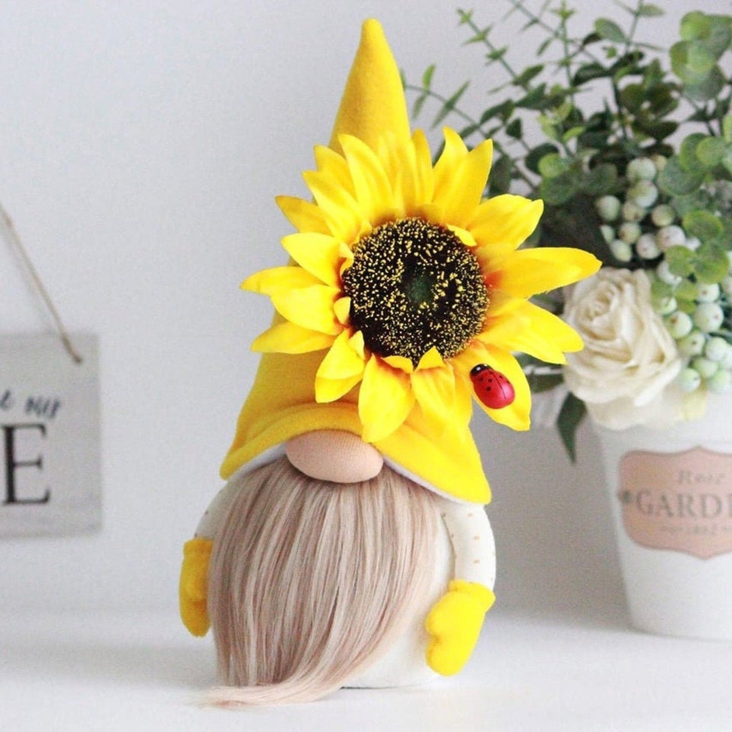 Sunflower Bumble Bee Striped Gnome Scandinavian Honey Bee Elfs Home Decorative Plush Doll Figurines Faceless Doll Ornament