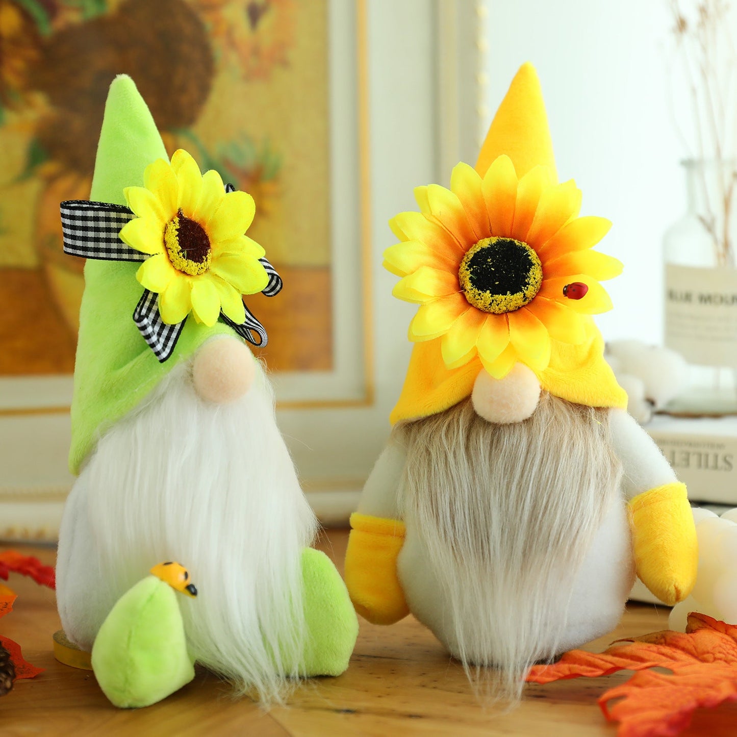 Sunflower Bumble Bee Striped Gnome Scandinavian Honey Bee Elfs Home Decorative Plush Doll Figurines Faceless Doll Ornament