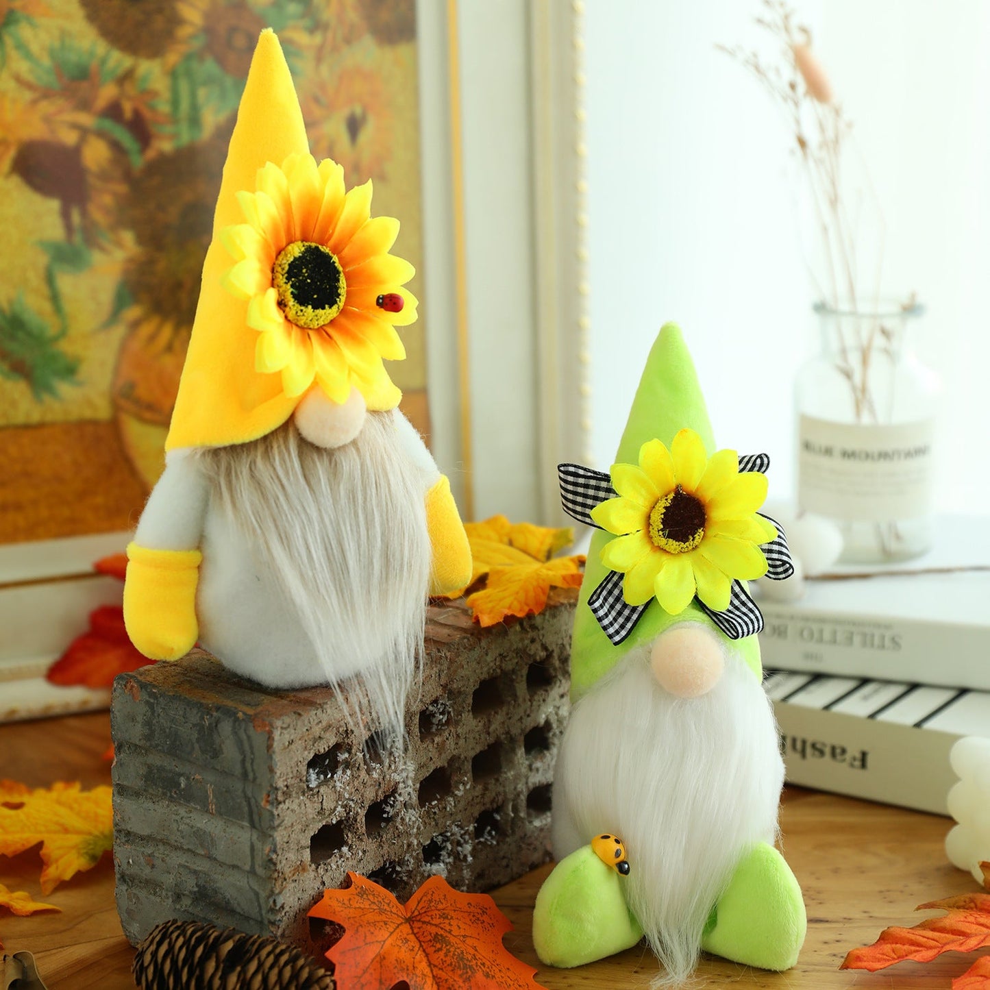Sunflower Bumble Bee Striped Gnome Scandinavian Honey Bee Elfs Home Decorative Plush Doll Figurines Faceless Doll Ornament