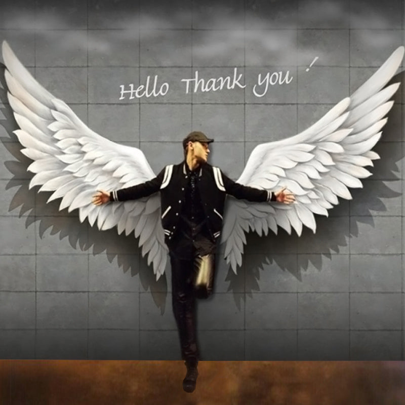 3D Angel Wings Wallpaper Wall Covering Net Celebrity Photo Live Background Wall Paper Personality Gym Dance Studio Mural