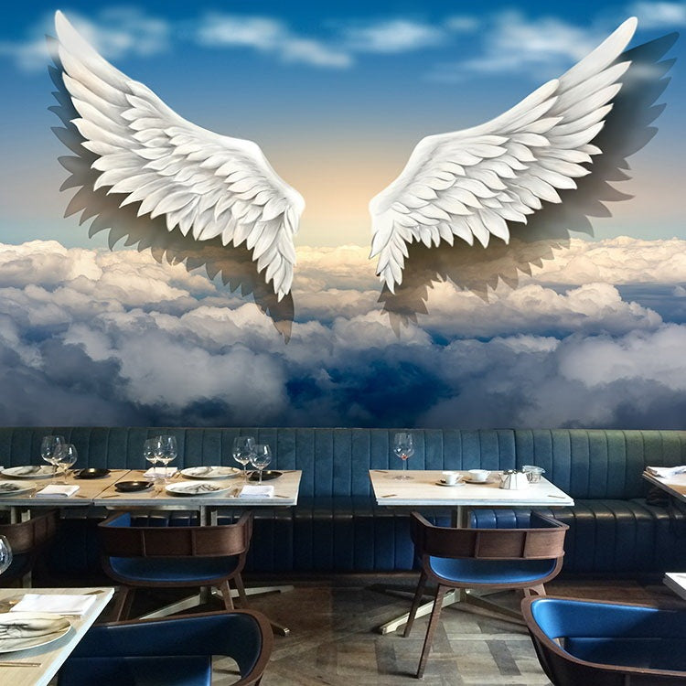 3D Angel Wings Wallpaper Wall Covering Net Celebrity Photo Live Background Wall Paper Personality Gym Dance Studio Mural
