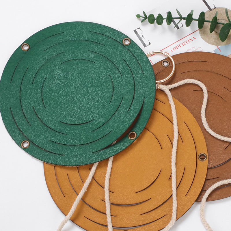 Leather Hanger Basket Macrame Planter â€?Boho Wall Hanging Flower Pot Holder