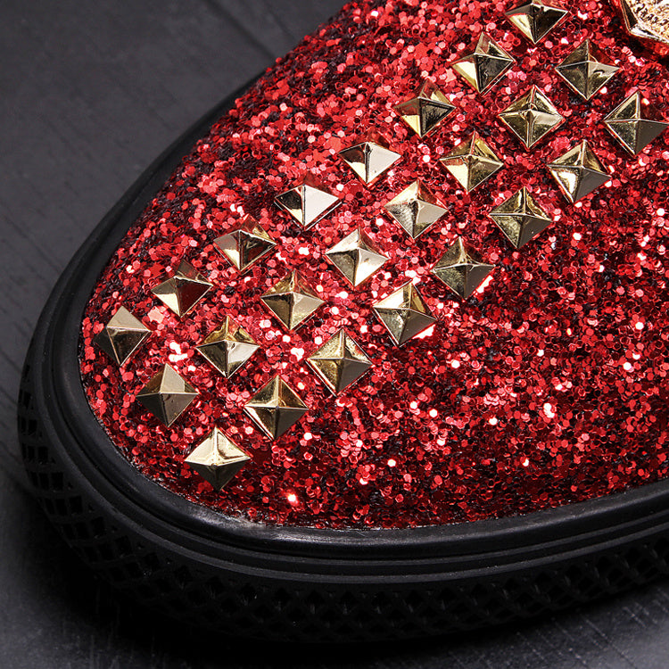 Casual Shoe Cover Foot Lazy Shoes Rivet Sequined Low-Top Single Shoes