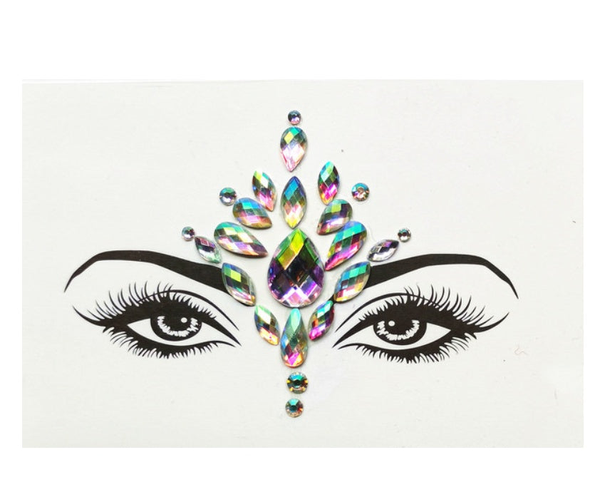 Acrylic Green Resin Diamond Face Sticker Rhinestone Face Sticker Crystal Diamond Eyebrow Sticker Diamond