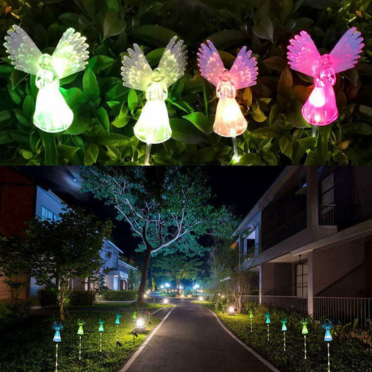 Colorful Color Changing Solar Angel Lights Outdoor Garden Courtyard Path Decorative Light Wings Wings Souvenir Decoration