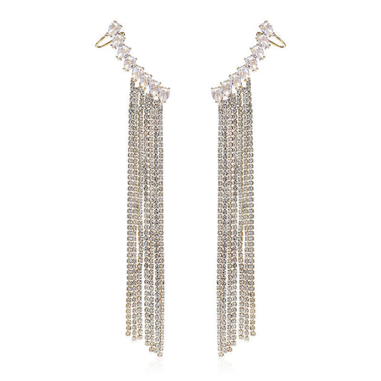 Zircon Earrings Exaggerated Tassel Earrings