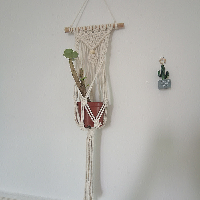 Hand-woven Hanging Basket Hanging Pocket Bohemian Tapestry Hotel Living Room Bedroom Gardening Decoration Net Bag Aerial Strap